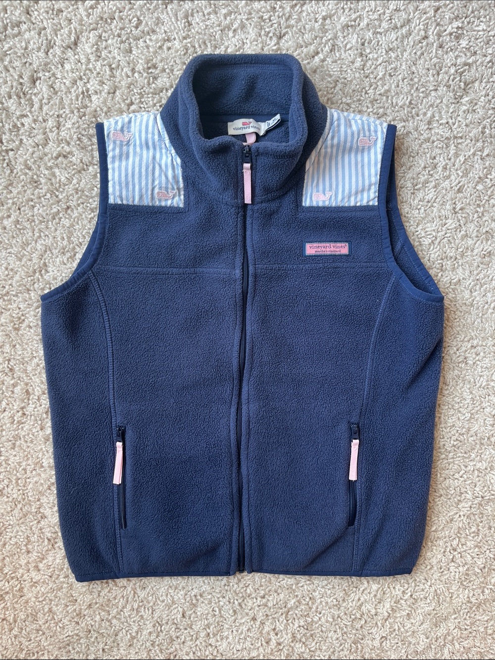 Vineyard Vines Girls 10-12 Navy Fleece Vest